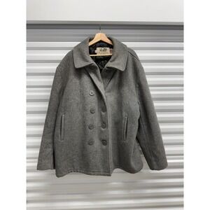 Schott NYC US 740N Pea Jacket Mens 52 Gray Wool Double Breasted Coat Made in USA